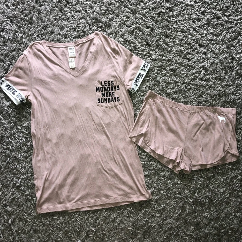 2016 Victoria’s Secret PINK Pajama Shirt & Shorts Set, Size L, New With Tags